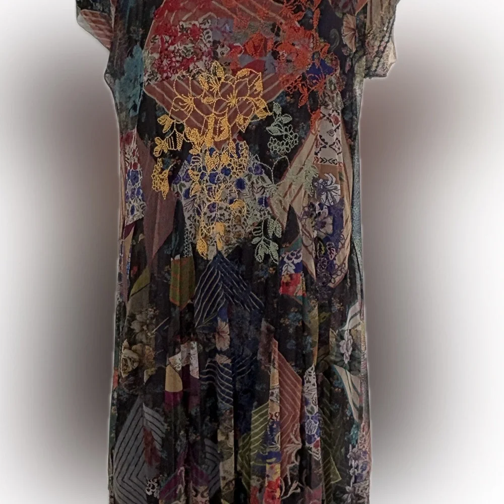 Johnny Was Colorful Patchwork Midi Dress - Picture 8 of 9